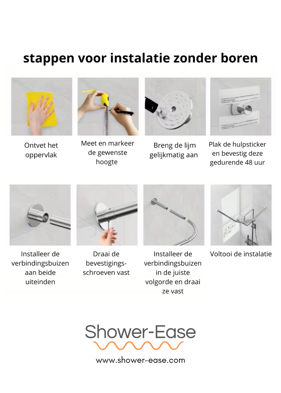 Gebogen douchestang
